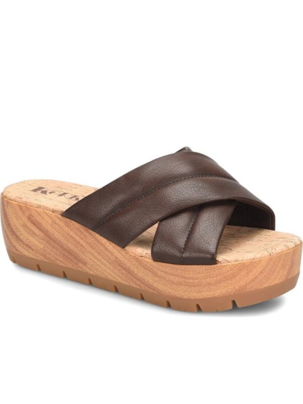 Korks by Kork-Ease Faithe Sandals Quilted Platform Wedge Brown Size 8 NEW